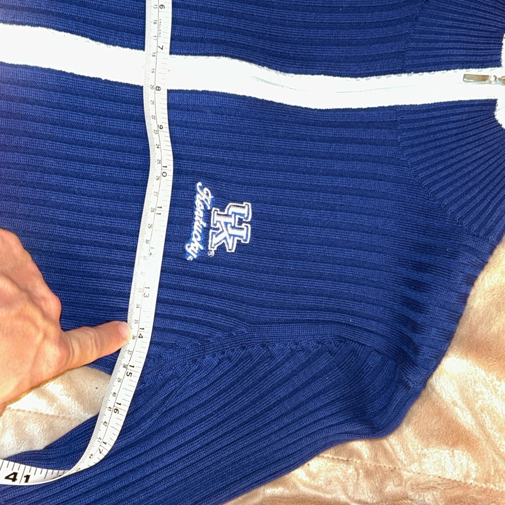 Large Blue Ribbed UK Zip-Up Cardigan - Picture 12 of 14